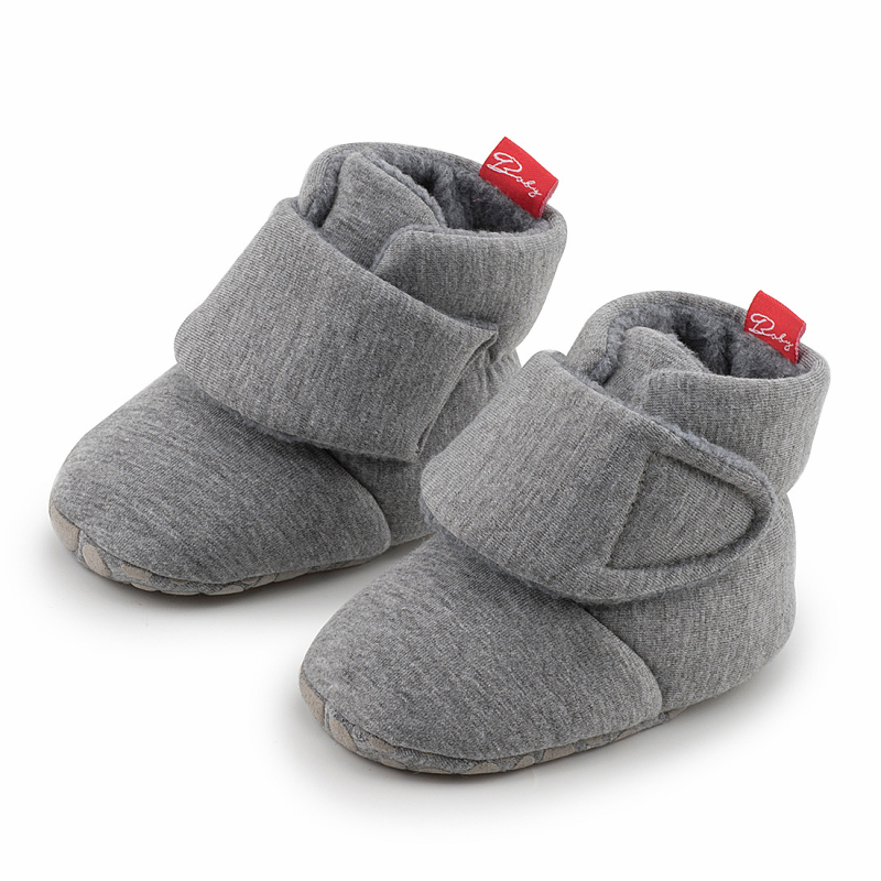Pantofi pentru copii mici, cu înălțime de sus, din bumbac, închidere Velcro, antiderapant, călduroși pentru iarnă