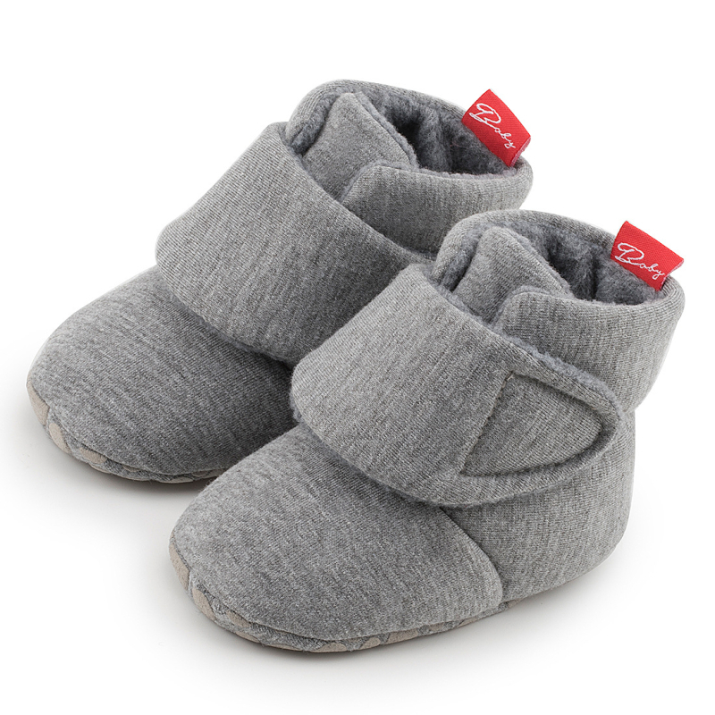 Pantofi pentru copii mici, cu înălțime de sus, din bumbac, închidere Velcro, antiderapant, călduroși pentru iarnă