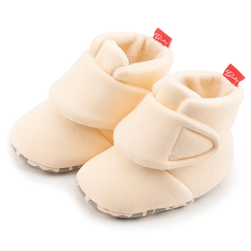 Pantofi pentru copii mici, cu înălțime de sus, din bumbac, închidere Velcro, antiderapant, călduroși pentru iarnă