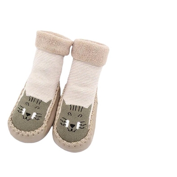 Pantofi pentru copii pentru mers, interior bumbac căptușit cu fleece, talpă antiderapantă, model desen animat (pentru 0–1 ani; o singură mărime; grosime medie)