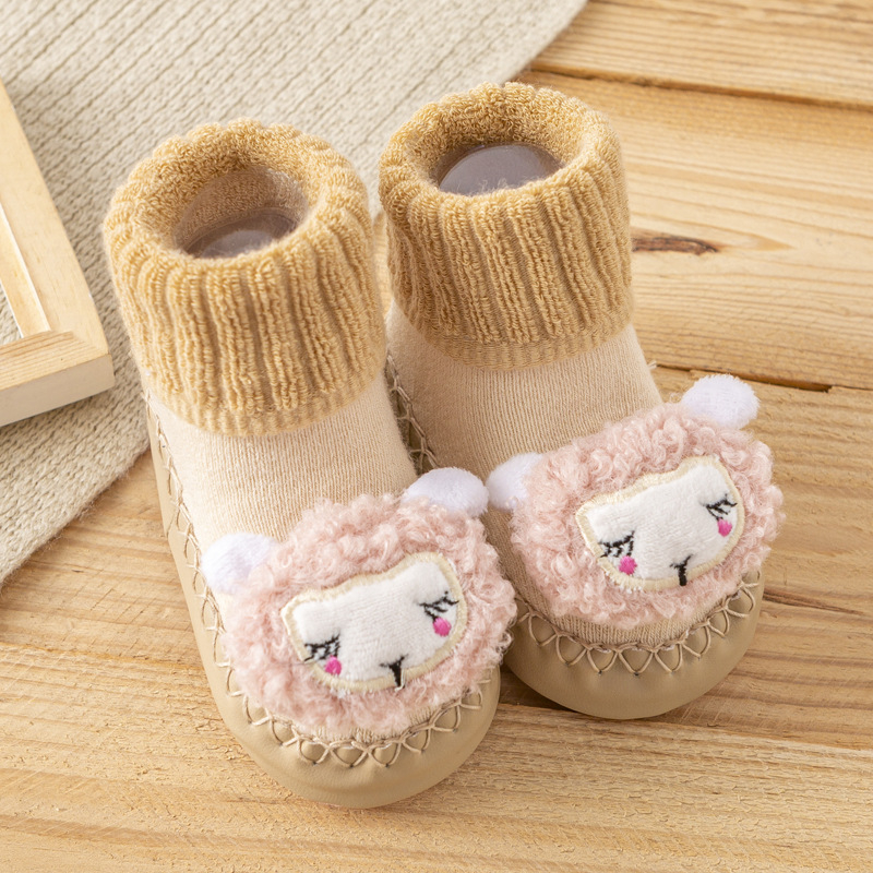 Șosete de podea pentru copii, groase din terry pentru căldură, antiderapante, bumbac pieptănat, model cu desene animate