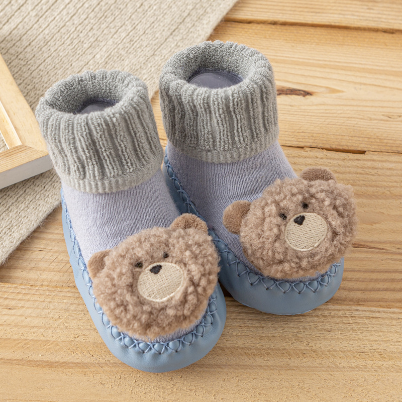 Șosete de podea pentru copii, groase din terry pentru căldură, antiderapante, bumbac pieptănat, model cu desene animate