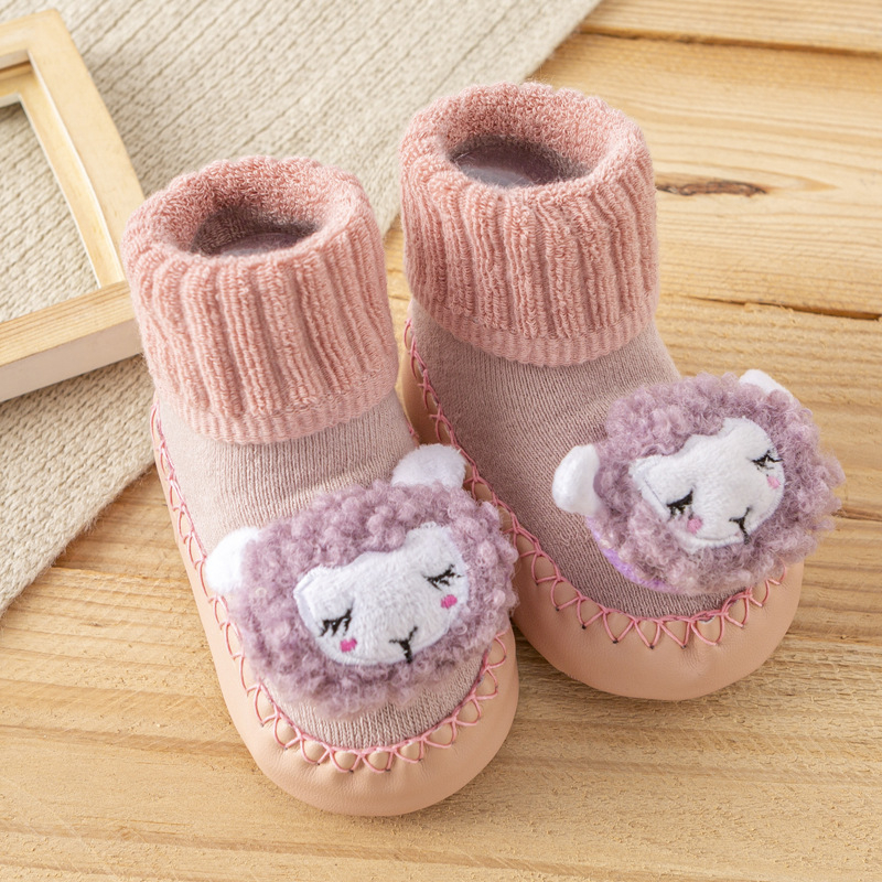 Șosete de podea pentru copii, groase din terry pentru căldură, antiderapante, bumbac pieptănat, model cu desene animate