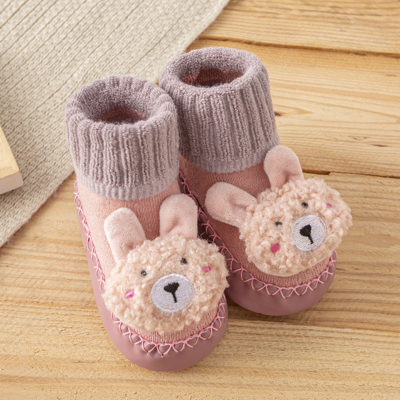 Șosete de podea pentru copii, groase din terry pentru căldură, antiderapante, bumbac pieptănat, model cu desene animate