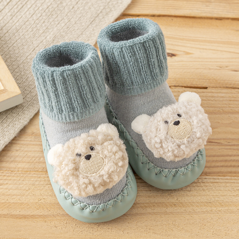 Șosete de podea pentru copii, groase din terry pentru căldură, antiderapante, bumbac pieptănat, model cu desene animate