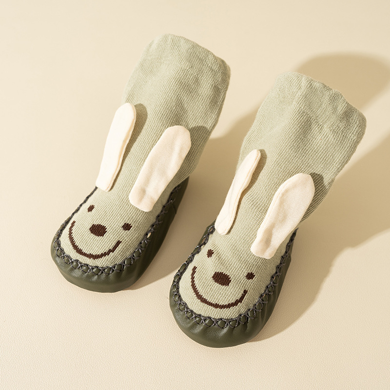 Șosete pentru bebeluși anti-alunecare, talpă moale, unisex, cu imprimeu desen animat, din bumbac respirabil, potrivite pentru primăvară, toamnă și iarnă.