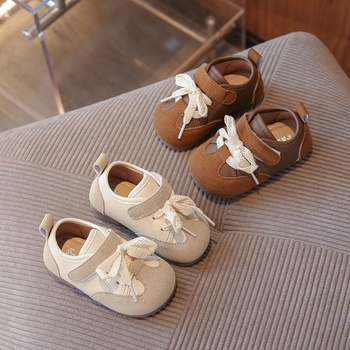 Pantofi pentru copii mici din piele sintetică, închidere Velcro, talpă anti-derapantă și rezistentă la uzură, pentru 12–36 de luni, potriviți pentru primăvară, vară și toamnă