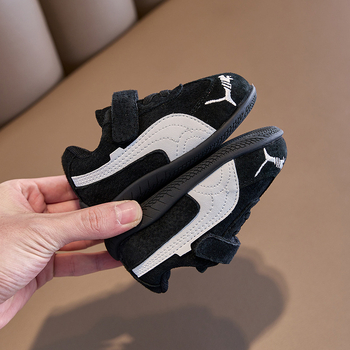 Adidași pentru copii mici, unisex, piele nubuk din vită, respirabili, anti-derapant, închidere Velcro