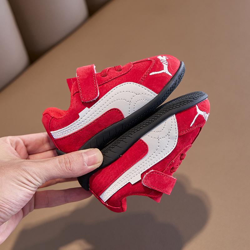 Adidași pentru copii mici, unisex, piele nubuk din vită, respirabili, anti-derapant, închidere Velcro