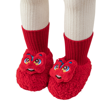 Baba talpú zokni bársony belsővel, téli meleg, csúszásmentes, hosszú szárú, mintás karikatúra, 100% poliészter, uniszex