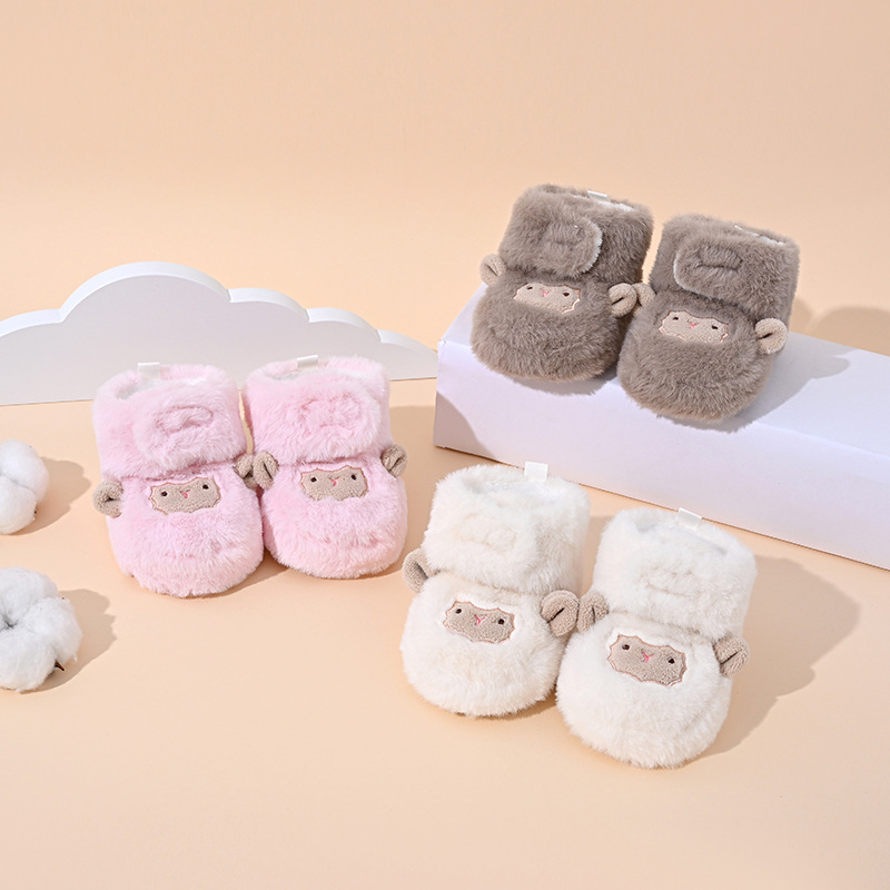 Pantofi pentru copii 12–36 de luni, din țesătură, închidere Velcro, anti-derapare, păstrează căldura