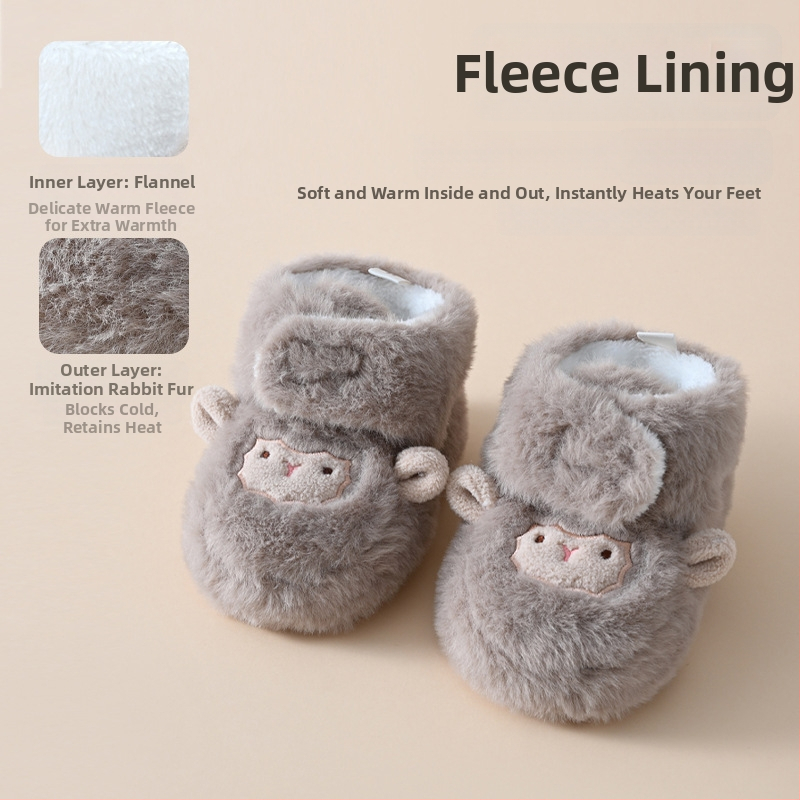 Pantofi pentru copii 12–36 de luni, din țesătură, închidere Velcro, anti-derapare, păstrează căldura