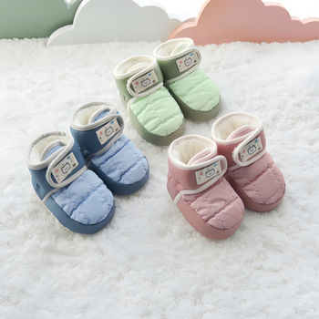 Dječje tenisice za bebe s platnenim gornjim dijelom, debela fleece podstava, mekana gumena potplata, zatvarač na Velcro, zimi.