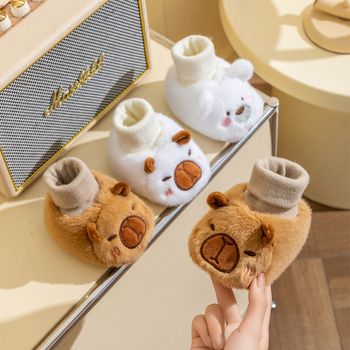 Pantofi șosetă pentru bebeluși, unisex, în stil desen animat, din fleece pe partea superioară, pentru 6–12 luni