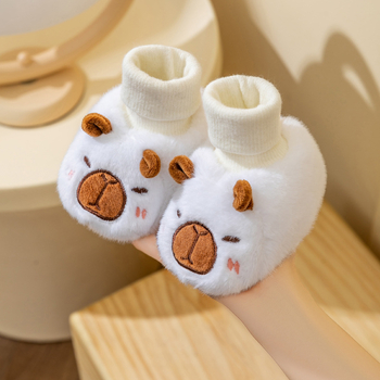 Pantofi șosetă pentru bebeluși, unisex, în stil desen animat, din fleece pe partea superioară, pentru 6–12 luni