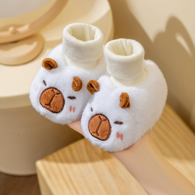 Pantofi șosetă pentru bebeluși, unisex, în stil desen animat, din fleece pe partea superioară, pentru 6–12 luni