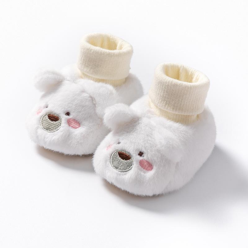 Pantofi șosetă pentru bebeluși, unisex, în stil desen animat, din fleece pe partea superioară, pentru 6–12 luni