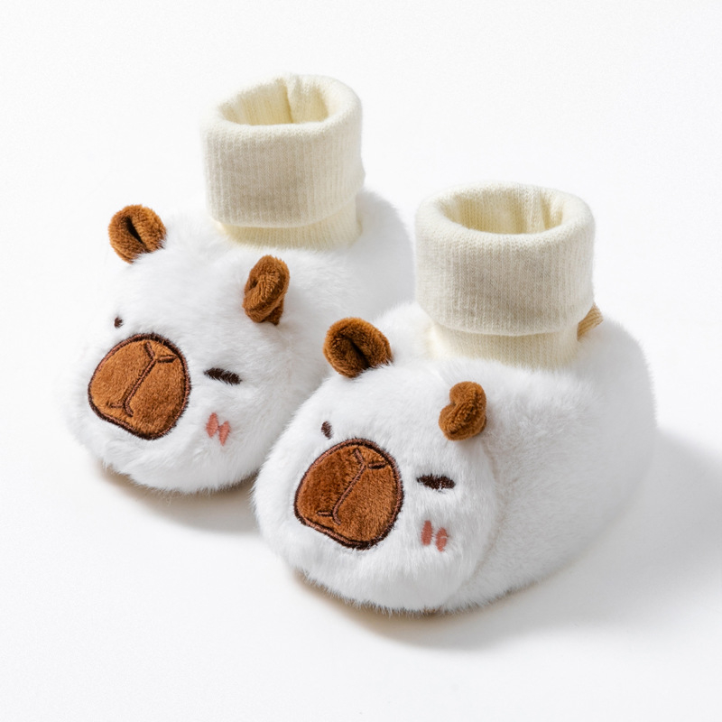 Pantofi șosetă pentru bebeluși, unisex, în stil desen animat, din fleece pe partea superioară, pentru 6–12 luni