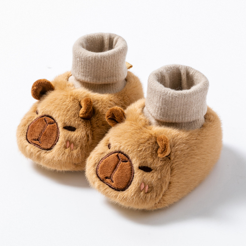 Pantofi șosetă pentru bebeluși, unisex, în stil desen animat, din fleece pe partea superioară, pentru 6–12 luni
