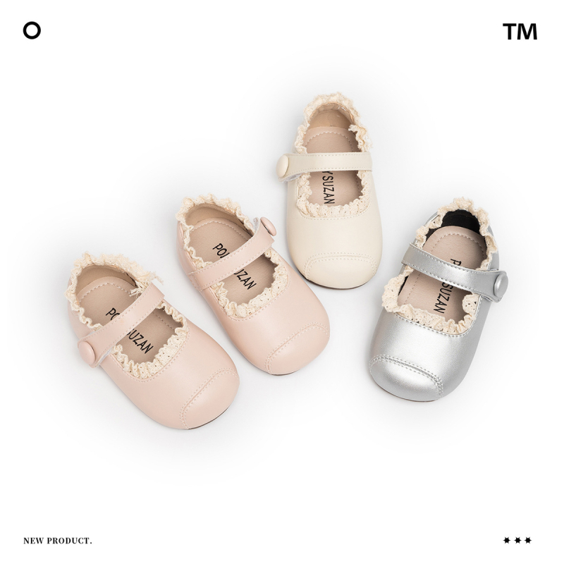 Kožené papučky pre batoľatá na učenie chôdze - protišmyková podrážka, nízky strih, elastická páska, koža ultrafibra, 12–36 mesiacov, princeznovský štýl