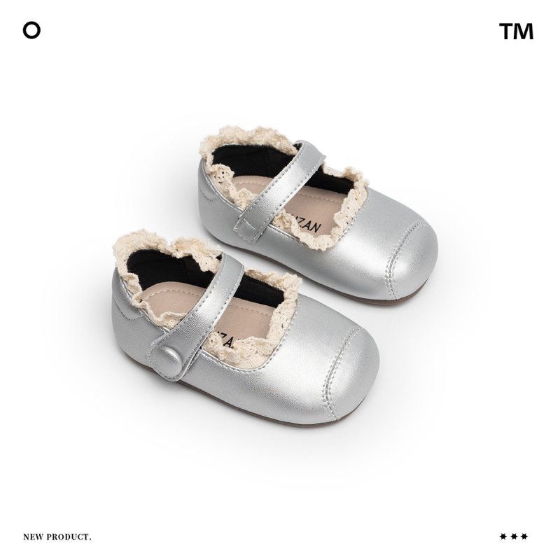 Kožené papučky pre batoľatá na učenie chôdze - protišmyková podrážka, nízky strih, elastická páska, koža ultrafibra, 12–36 mesiacov, princeznovský štýl