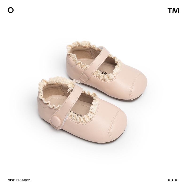 Kožené papučky pre batoľatá na učenie chôdze - protišmyková podrážka, nízky strih, elastická páska, koža ultrafibra, 12–36 mesiacov, princeznovský štýl