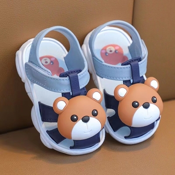 Ljetne sandale za bebe i malu djecu, mekani PVC, zatvoren vrh prsta, protuklizne, Velcro kopča, crtani dizajn, za unutarnje i vanjske aktivnosti