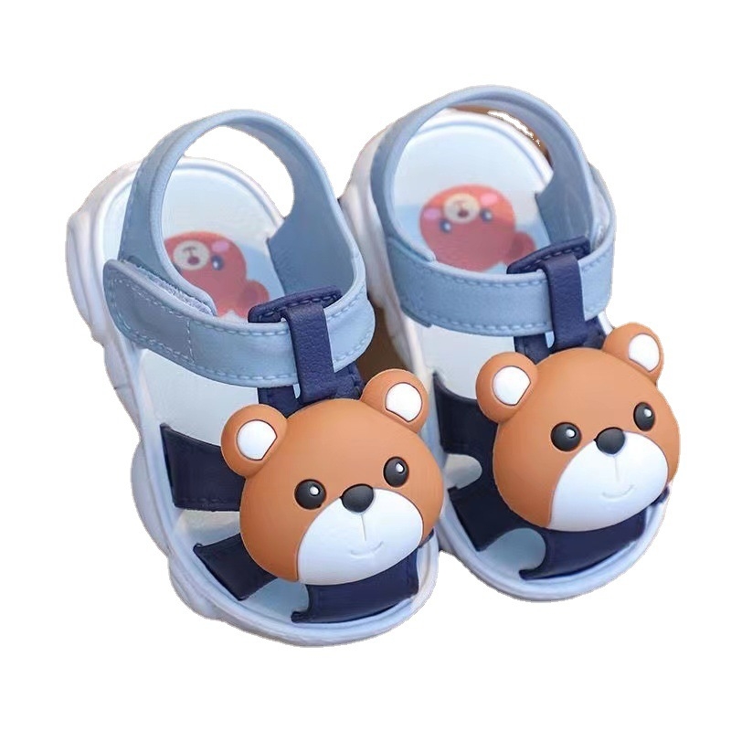 Ljetne sandale za bebe i malu djecu, mekani PVC, zatvoren vrh prsta, protuklizne, Velcro kopča, crtani dizajn, za unutarnje i vanjske aktivnosti