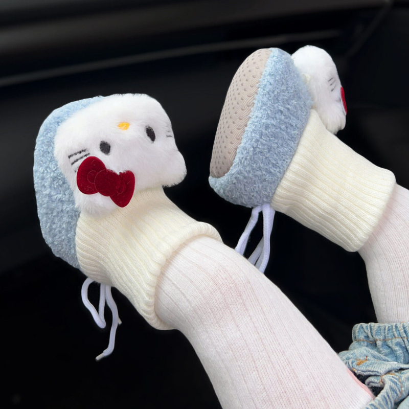 Baba zokni-cipő pamut felsőrész, vastag és meleg, állatmintás, 6–12 hónaposaknak