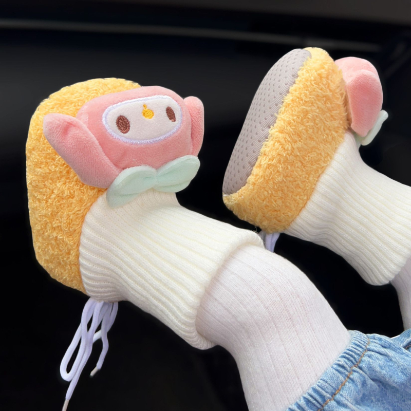 Baba zokni-cipő pamut felsőrész, vastag és meleg, állatmintás, 6–12 hónaposaknak