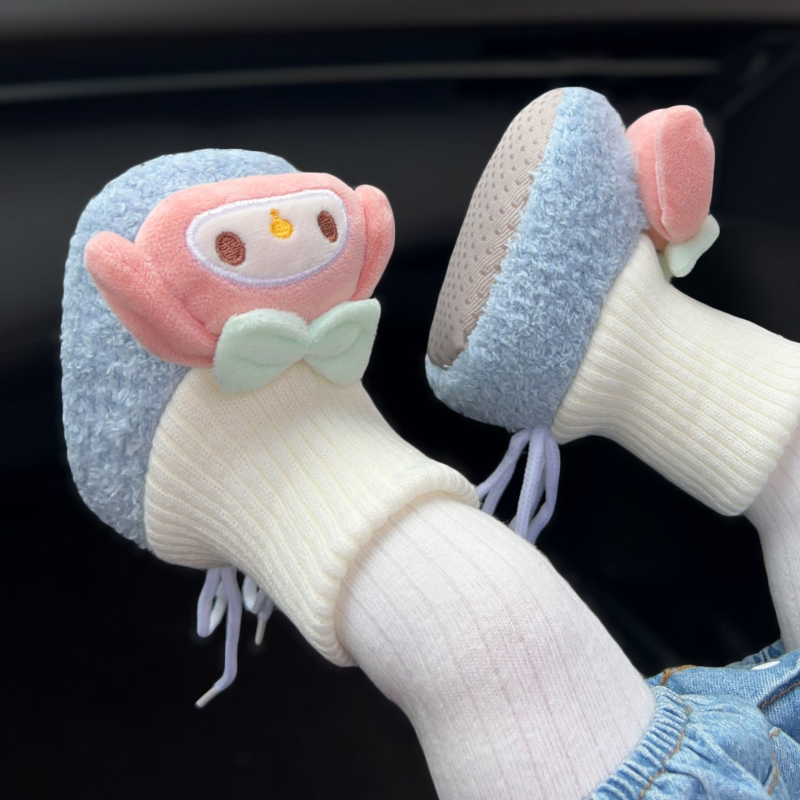 Baba zokni-cipő pamut felsőrész, vastag és meleg, állatmintás, 6–12 hónaposaknak