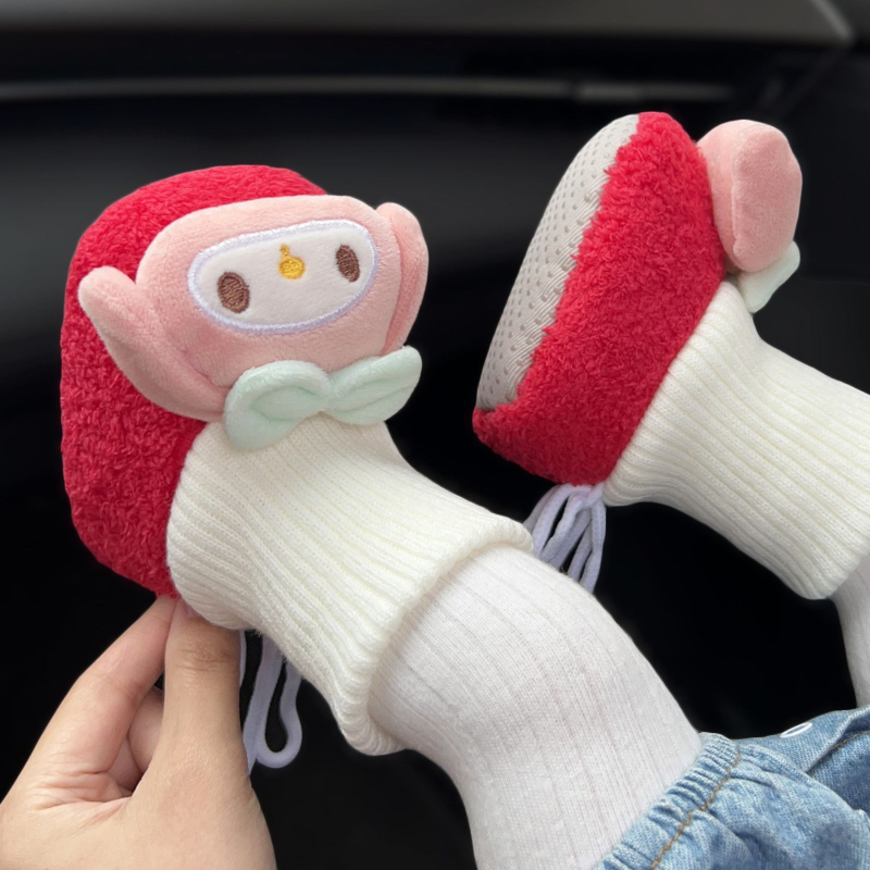 Baba zokni-cipő pamut felsőrész, vastag és meleg, állatmintás, 6–12 hónaposaknak