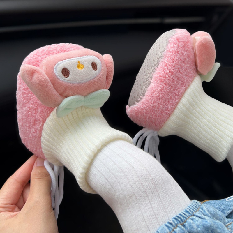 Baba zokni-cipő pamut felsőrész, vastag és meleg, állatmintás, 6–12 hónaposaknak