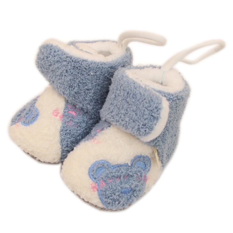 Pantofi moi pentru bebeluși cu talpă moale, căptușeală din flanelă, talpă antiaderentă, respirabili, pentru interior/exterior, potriviți pentru 0-15 luni (Talpă: silicon-plastic; Interior: flanel; Utilizare: interior/exterior; Vârstă: 0-15 luni; Sezon: iar