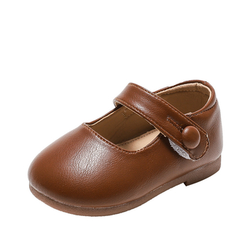 Cipele za bebe djevojčice s mekanom potplatom, kožni gornji dio, Velcro zatvarač, anti-slip, stil princeze, jesen, 12–36 mjeseci