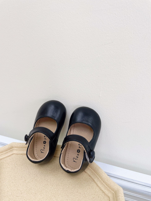 Cipele za bebe djevojčice s mekanom potplatom, kožni gornji dio, Velcro zatvarač, anti-slip, stil princeze, jesen, 12–36 mjeseci