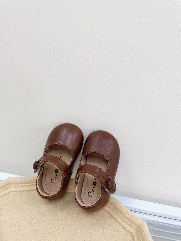 Cipele za bebe djevojčice s mekanom potplatom, kožni gornji dio, Velcro zatvarač, anti-slip, stil princeze, jesen, 12–36 mjeseci