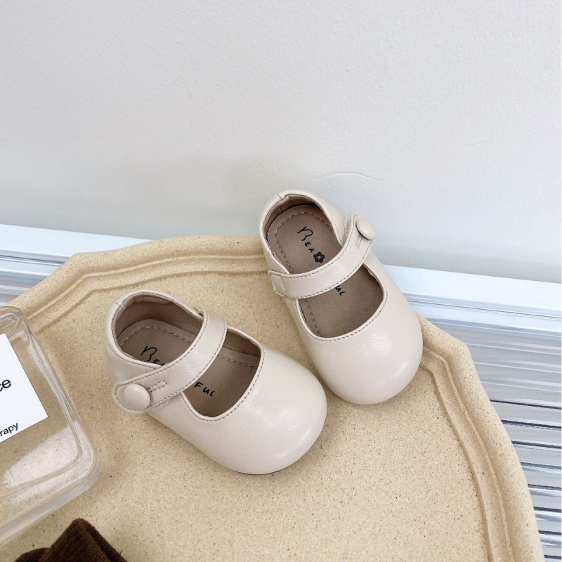 Cipele za bebe djevojčice s mekanom potplatom, kožni gornji dio, Velcro zatvarač, anti-slip, stil princeze, jesen, 12–36 mjeseci