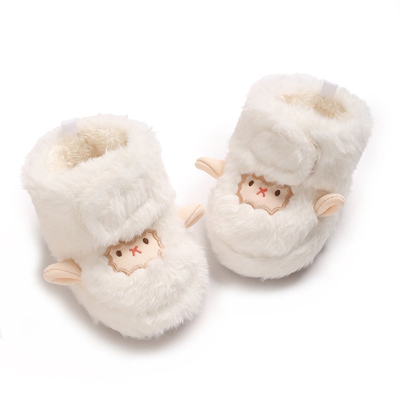 Șosete-botine pentru bebeluși, partea superioară din bumbac, interior pluș, construcție groasă, model animal