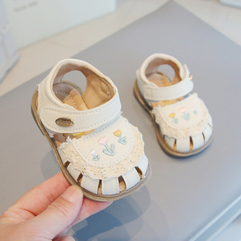 Ljetne sandale za djevojčice, PVC gornji dio, Velcro kopča, čipkasta rub, mekana potplata, za dob 12–36 mjeseci