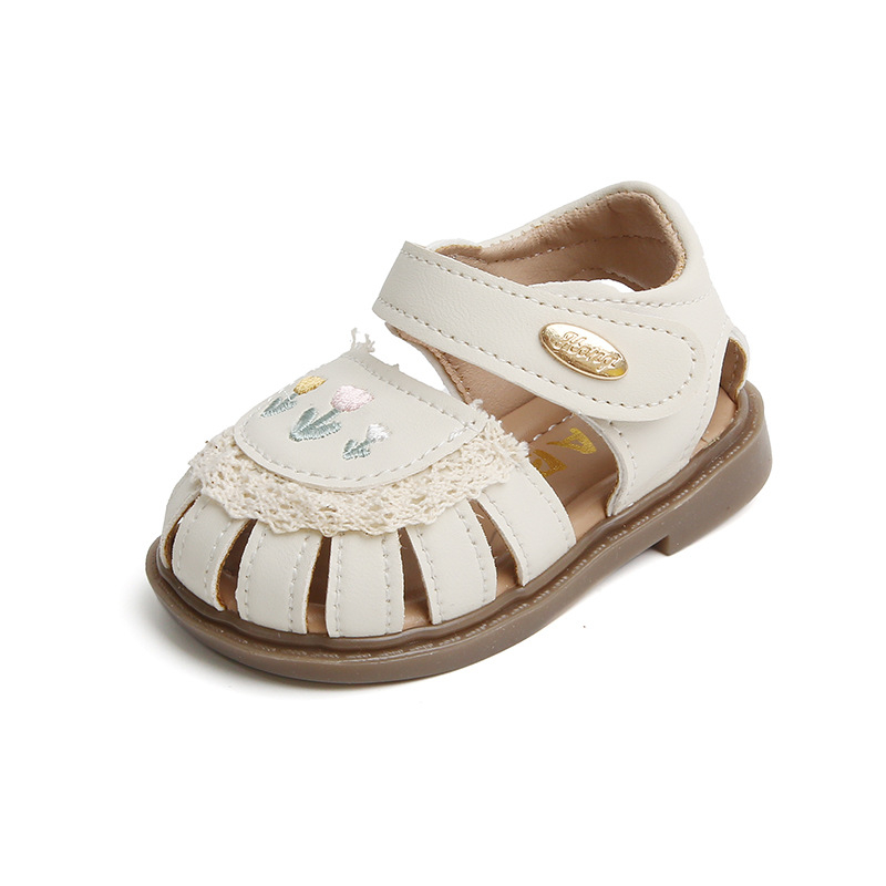 Ljetne sandale za djevojčice, PVC gornji dio, Velcro kopča, čipkasta rub, mekana potplata, za dob 12–36 mjeseci