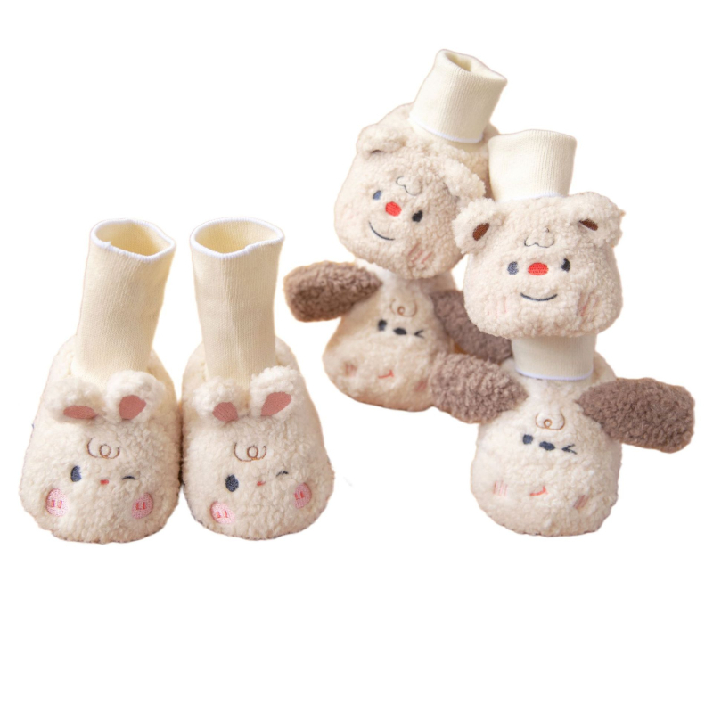 Baba cipő rajzfilm-stílusú – Puha velúr felsőrész, Kompozit talp, Vastagított a melegen tartáshoz, Téli