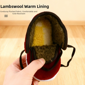 Vaikiški batai (1–3 metų), su fleece pamušalu, corduroy viršus, daugiasluoksė neslidžia pada, priekyje raišteliai