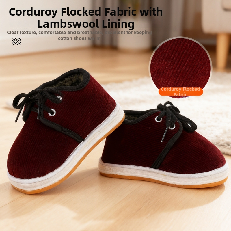 Vaikiški batai (1–3 metų), su fleece pamušalu, corduroy viršus, daugiasluoksė neslidžia pada, priekyje raišteliai