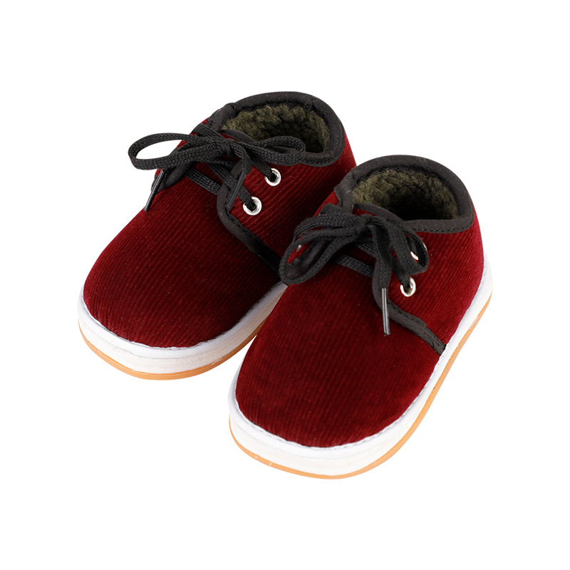 Vaikiški batai (1–3 metų), su fleece pamušalu, corduroy viršus, daugiasluoksė neslidžia pada, priekyje raišteliai