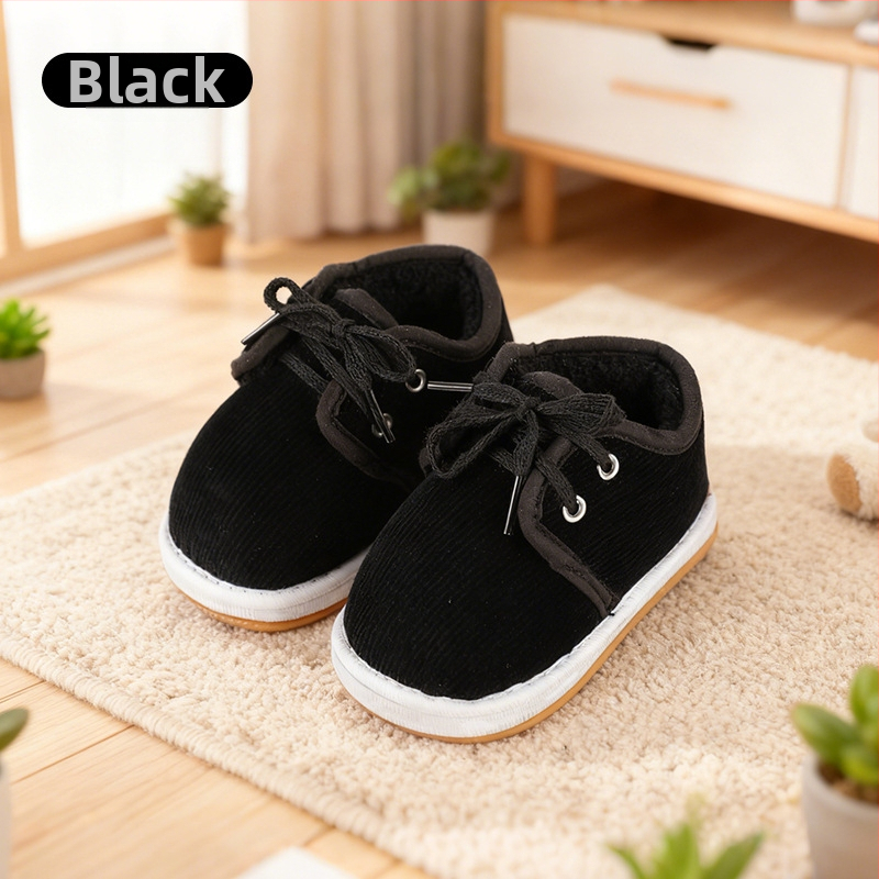 Vaikiški batai (1–3 metų), su fleece pamušalu, corduroy viršus, daugiasluoksė neslidžia pada, priekyje raišteliai