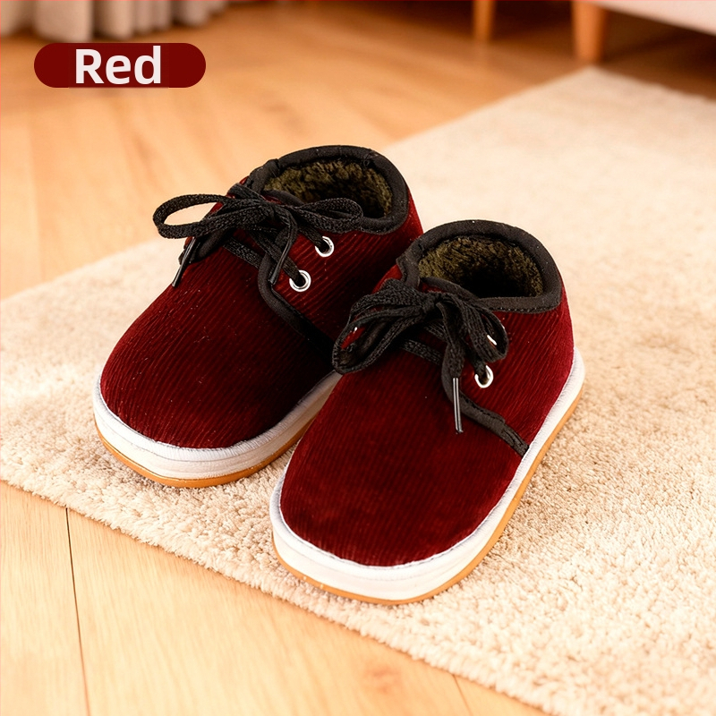 Vaikiški batai (1–3 metų), su fleece pamušalu, corduroy viršus, daugiasluoksė neslidžia pada, priekyje raišteliai