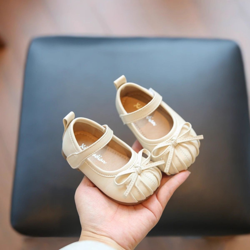 Pantofi din piele pentru fetițe, talpă moale, închidere cu Velcro, talpă joasă, stil prințesă, respirabili, anti-alunecare, pentru vârsta 12–48 de luni