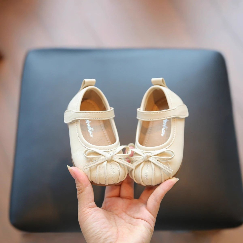 Pantofi din piele pentru fetițe, talpă moale, închidere cu Velcro, talpă joasă, stil prințesă, respirabili, anti-alunecare, pentru vârsta 12–48 de luni