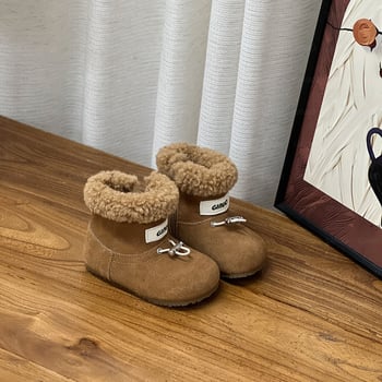 Unisex zimske dječje čizme za snijeg sa bočnim zatvaračem, gornji dio od split kože goveda, 12–36 mjeseci